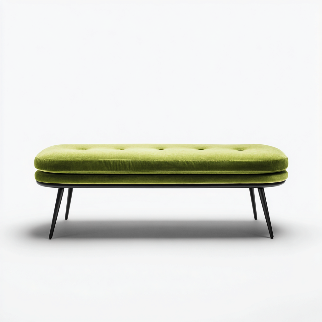 Panca Per Letto Imbottita Velluto E Metallo 120x40x45 Cm - Verde - Design Moderno-Casamybase