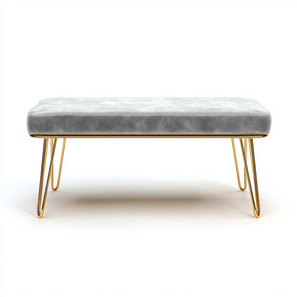 Panca Per Letto Velluto Metallo 110x38x45 Cm - Grigio - Design Moderno-Casamybase