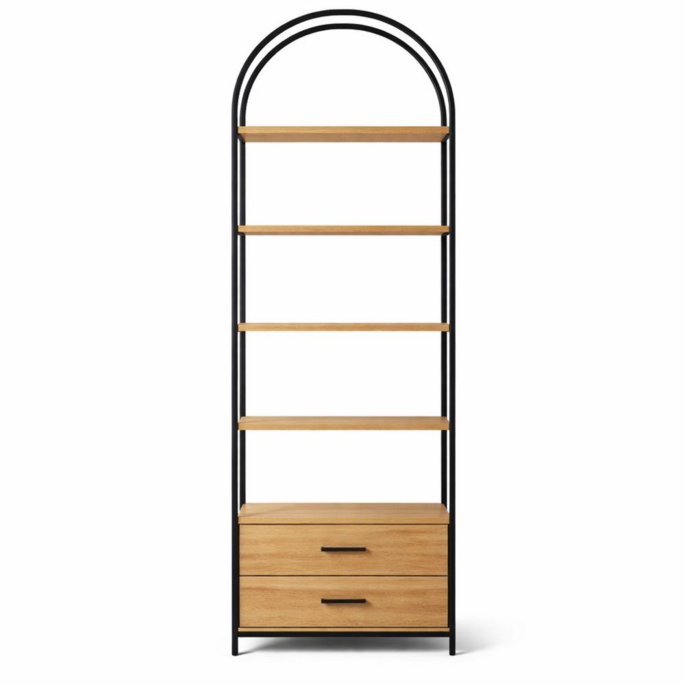 Libreria in Legno e Metallo con Cassetti Arco 200x80x35 cm-Aestivara