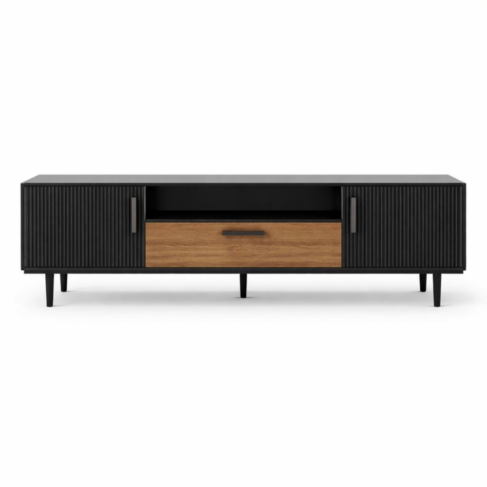 Mobile TV Legno MDF Nero/Noce 180x40x50 cm-Aestivara