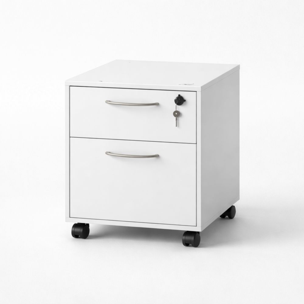 Cassettiera Metallo Bianco con Ruote e Serratura-Aestivara