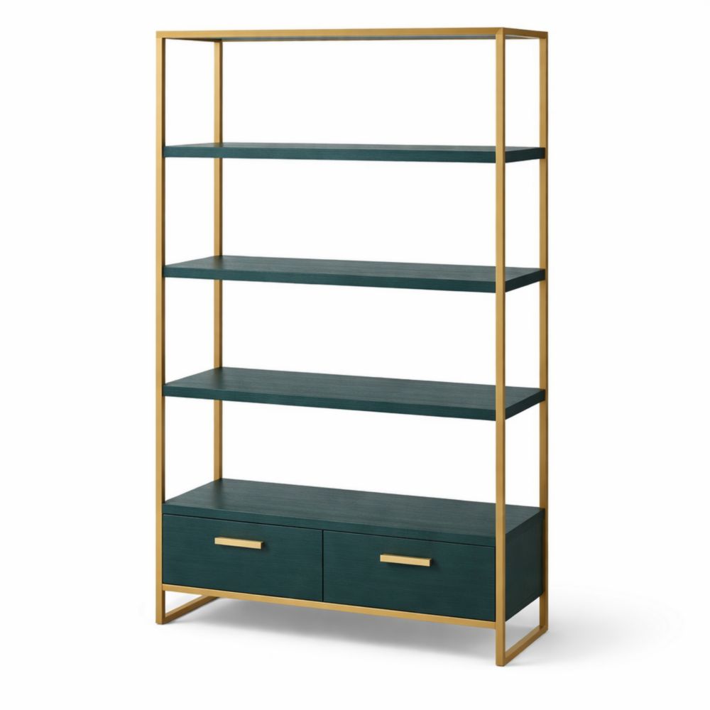 Libreria in Metallo e Legno Verde con Cassetti-Aestivara