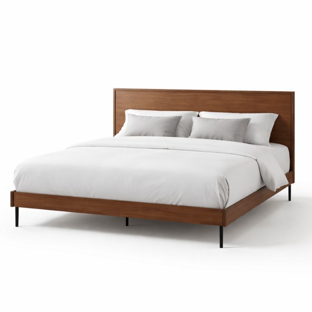 Letto Matrimoniale in Noce con Testiera e Piedi in Metallo-Aestivara