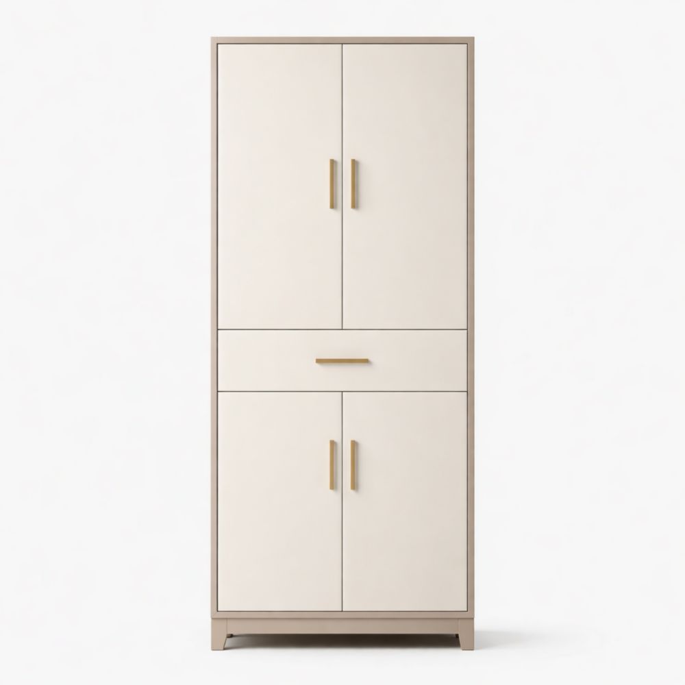 Armadio in legno MDF crema con ante e cassetto-Aestivara