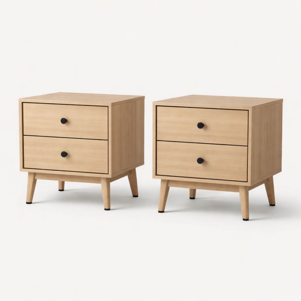 Set di Comodini in Legno con Due Cassetti-Aestivara