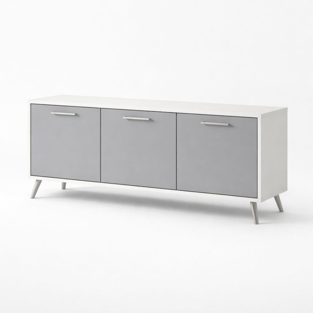 Credenza in Legno MDF Bianco e Grigio 180cm-Aestivara