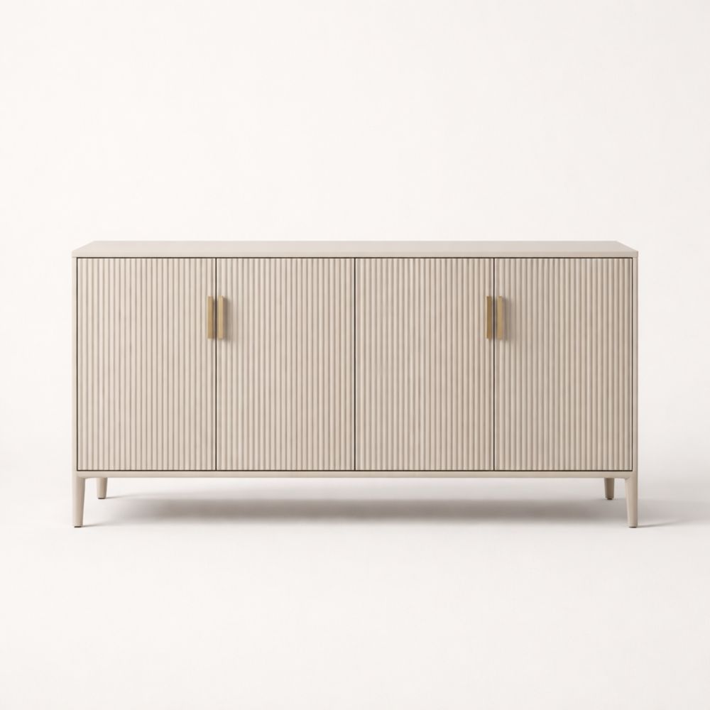 Credenza in Legno MDF Beige con Maniglie in Metallo-Aestivara