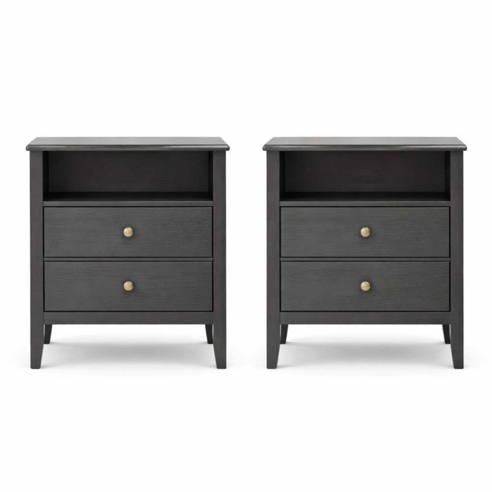 Set di 2 Comodini in Legno Nero con Cassetti-Aestivara