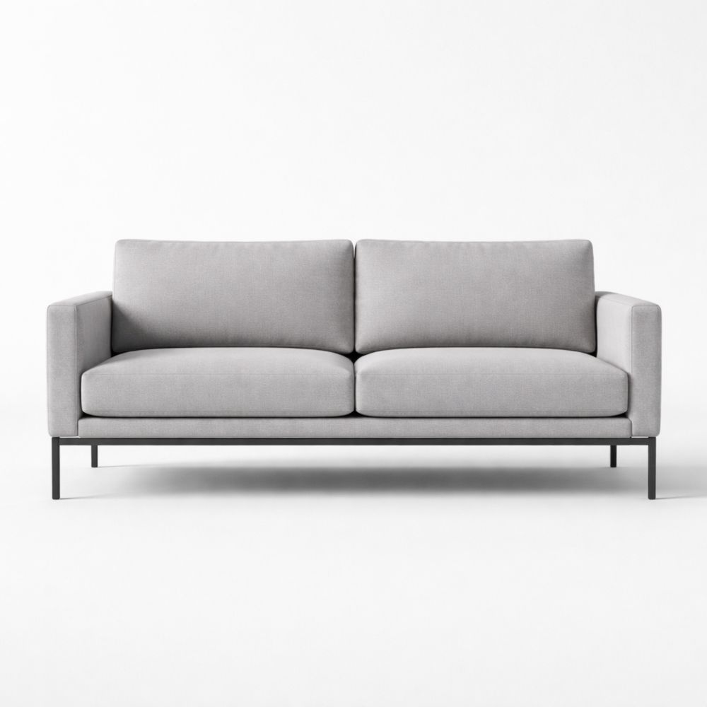 Divano 2 posti grigio in tessuto con struttura metallica-Aestivara