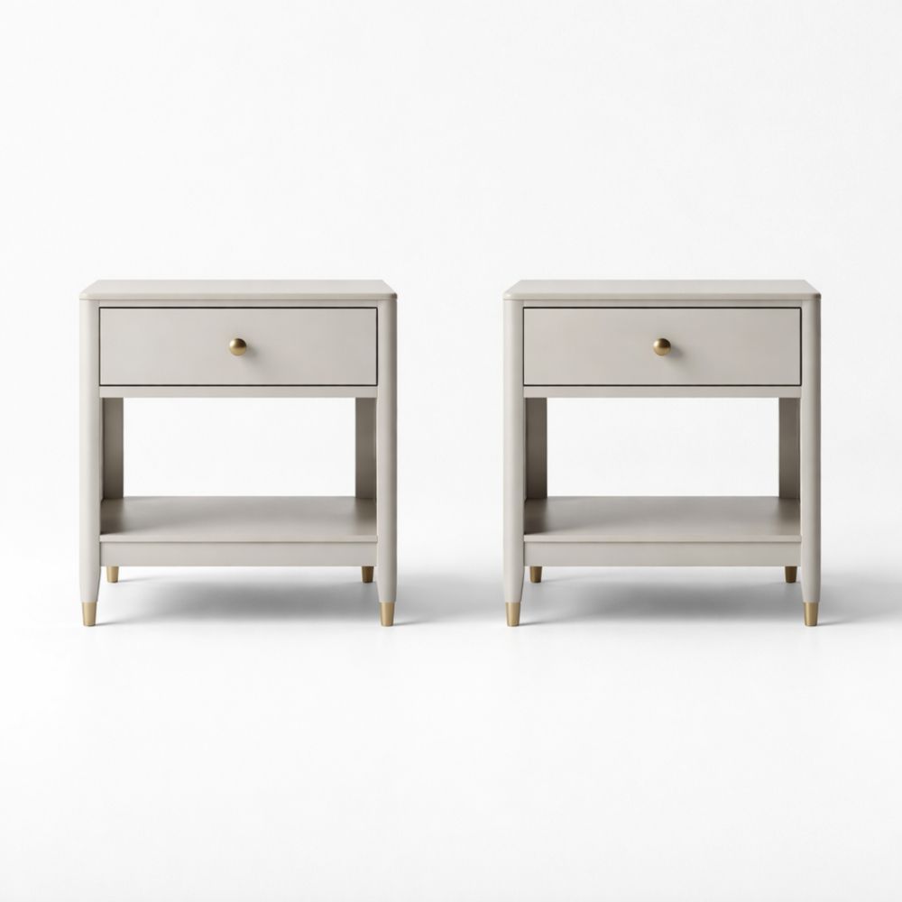 Set di 2 comodini in legno con cassetto e ripiano Grigio-Aestivara