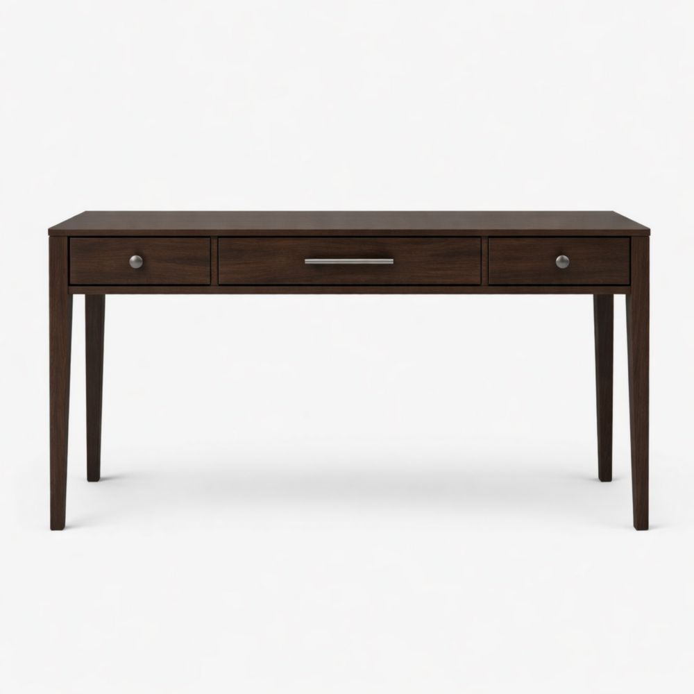 Scrivania in legno massello marrone con 3 cassetti 120x60x75 cm-Aestivara