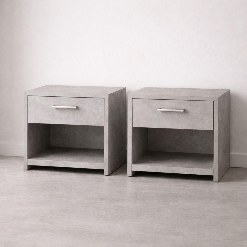 Set di 2 comodini MDF Grigio con 1 cassetto-Aestivara