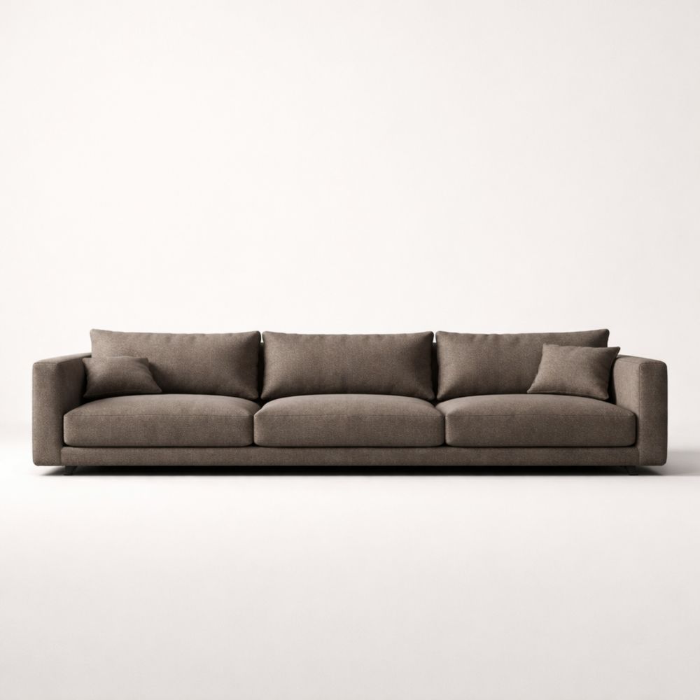 Divano a tre posti in tessuto marrone-Aestivara