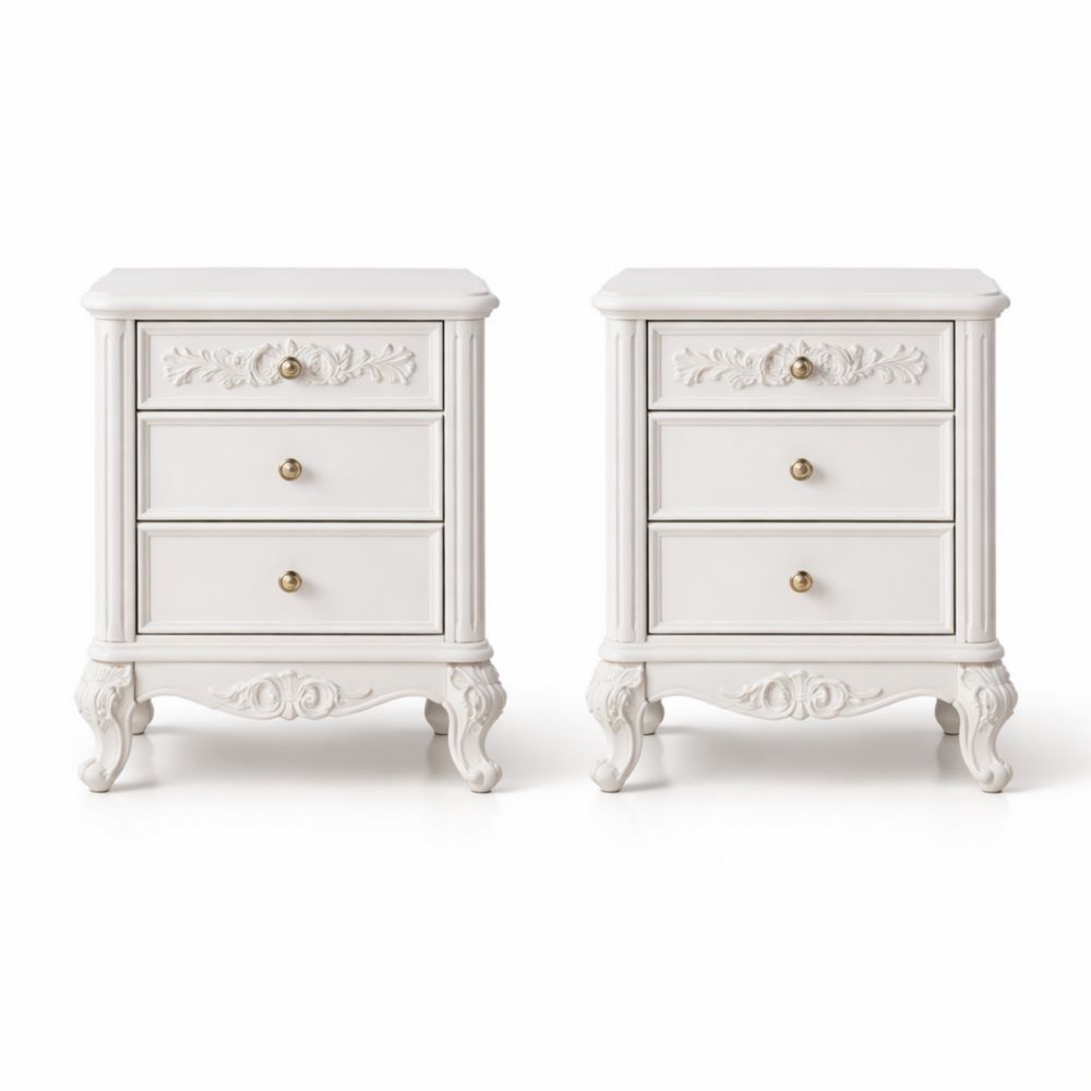 Set di 2 Comodini in Legno Bianco-Aestivara