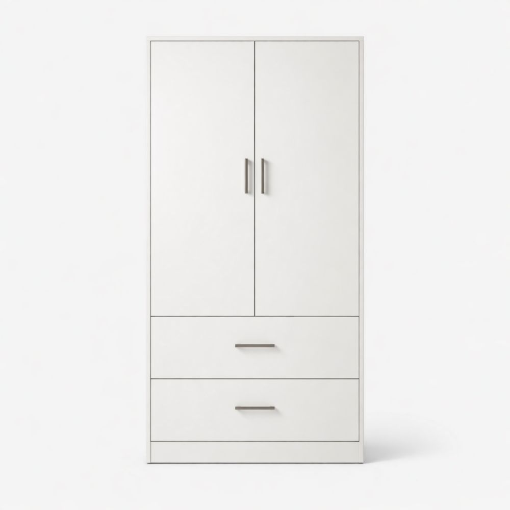 Armadio in MDF Bianco con Ante e Cassetti-Aestivara