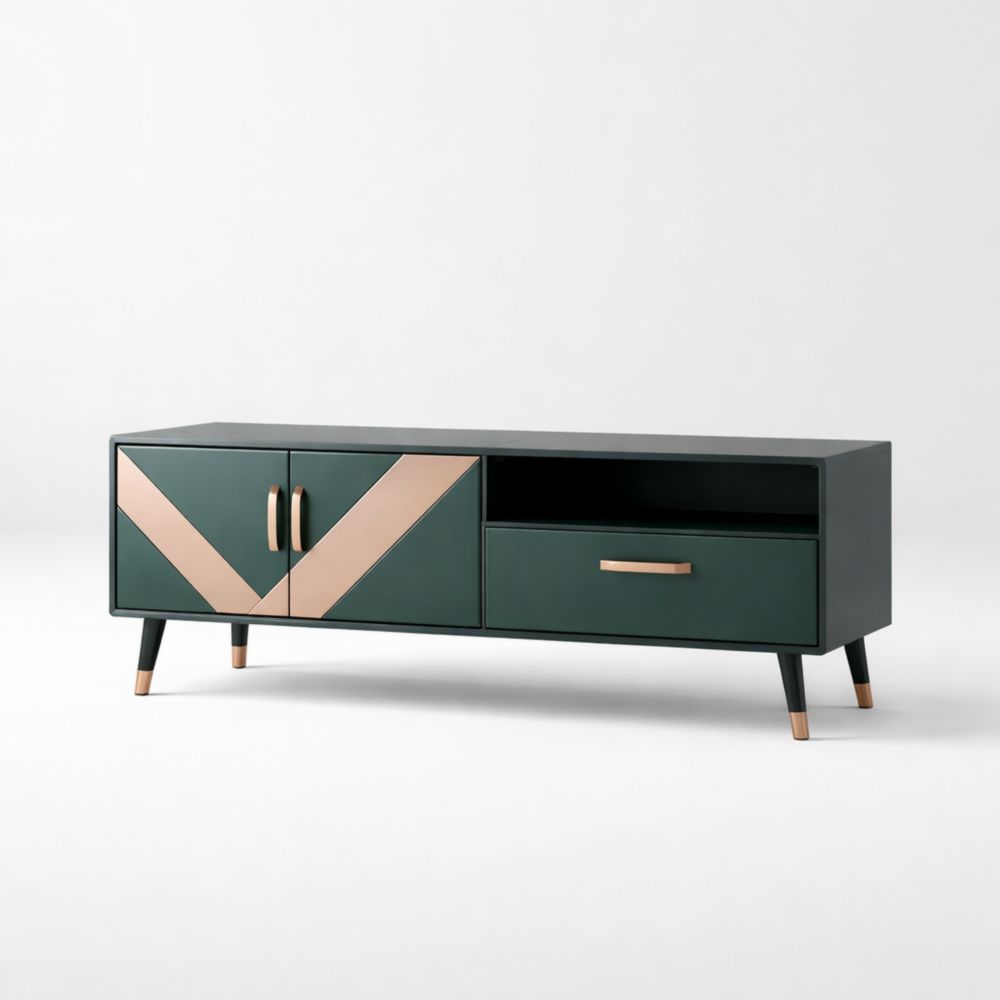 Mobile TV in MDF Laminato Verde/Oro 120x40x50 cm-Aestivara