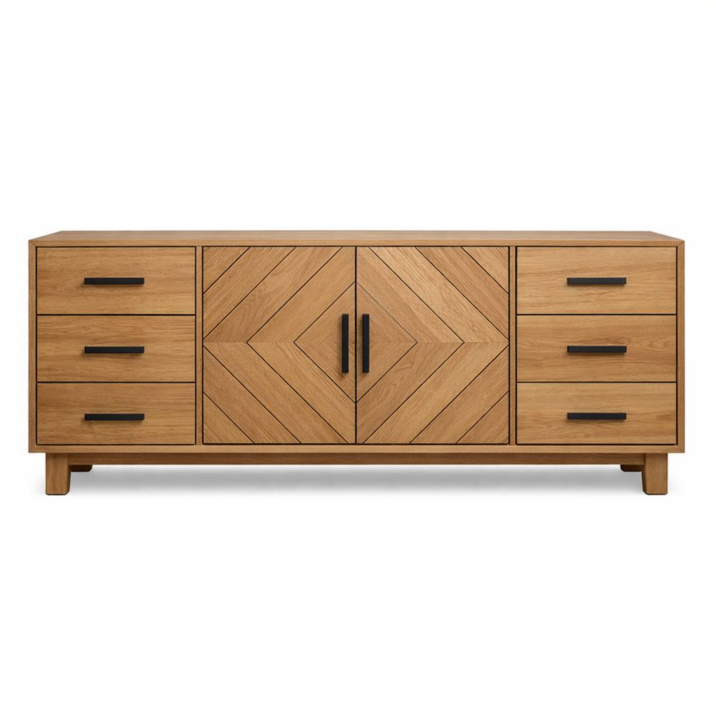 Credenza in Legno con 2 Ante e 6 Cassetti-Aestivara