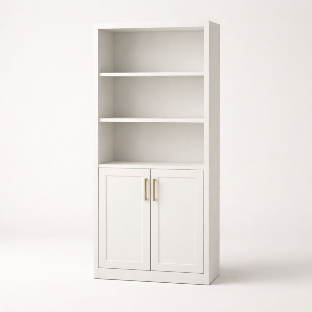 Libreria in MDF Bianco con 2 Ante e 3 Ripiani-Aestivara