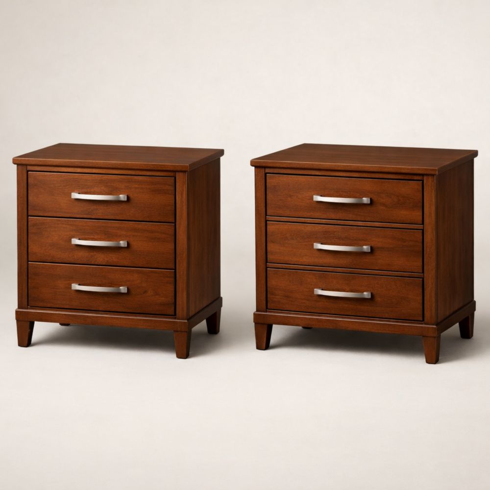 Set di 2 comodini in legno con 3 cassetti-Aestivara