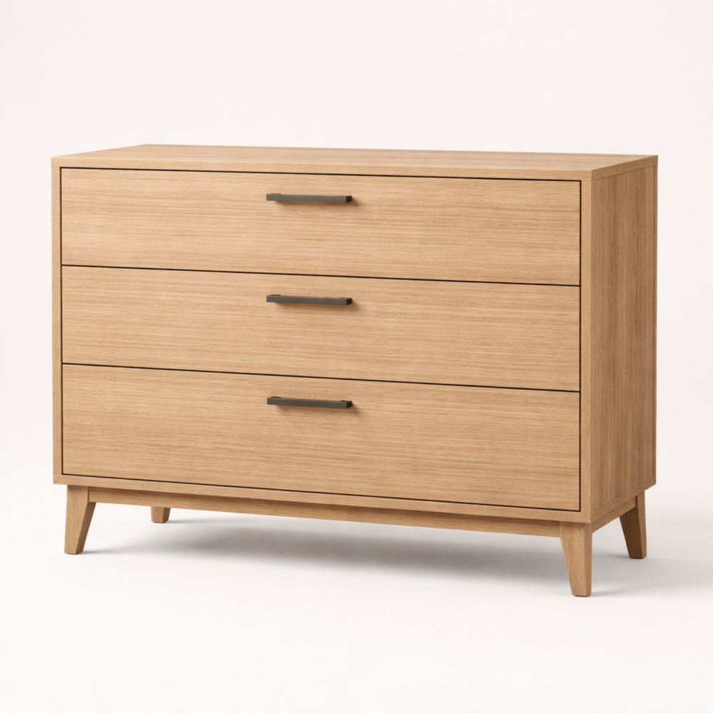 Cassettiera in legno di quercia 3 cassetti naturale-Aestivara