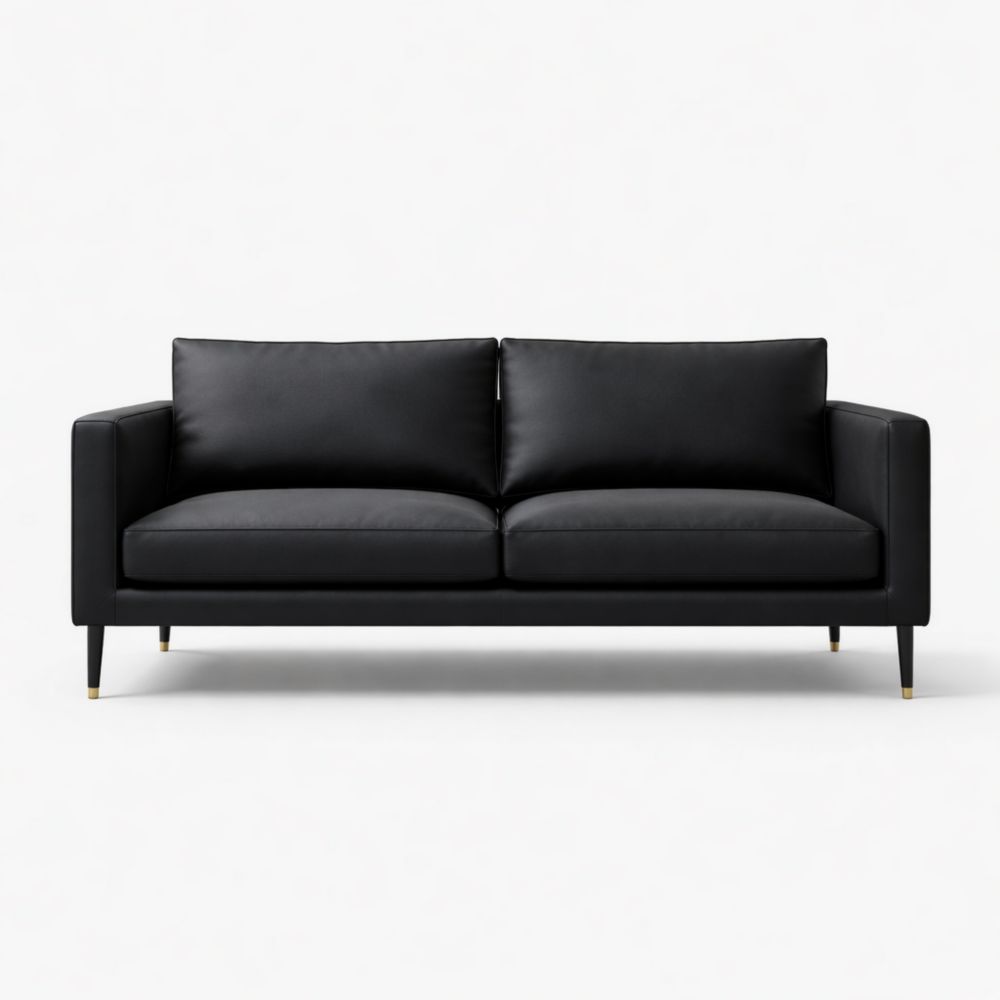 Divano 2 posti in ecopelle nera-Aestivara