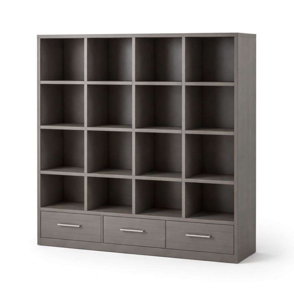 Libreria modulare in MDF a 16 scomparti con cassetti-Aestivara