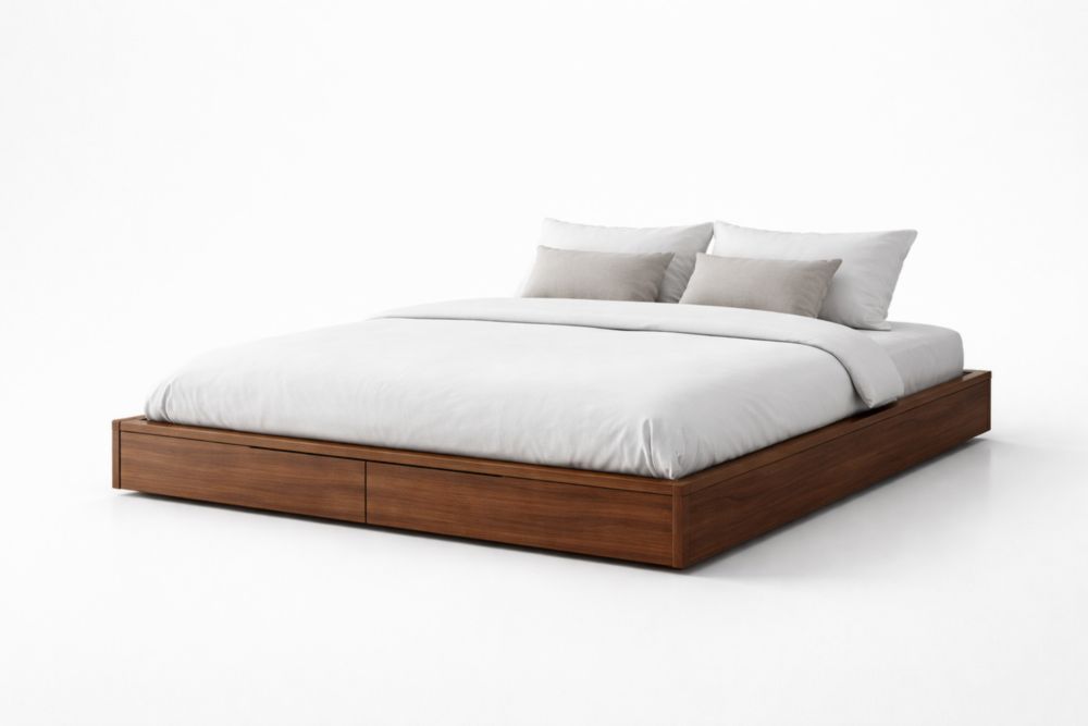 Letto matrimoniale in legno di noce con contenitore-Decorivelo