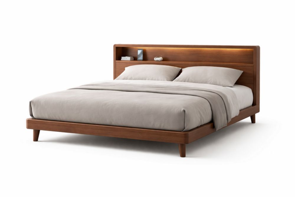 Letto in legno massello con luci LED integrate-Decorivelo