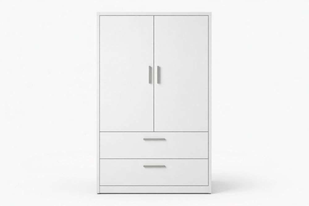 Armadio in MDF bianco con ante e cassetti 200x100x50-Decorivelo