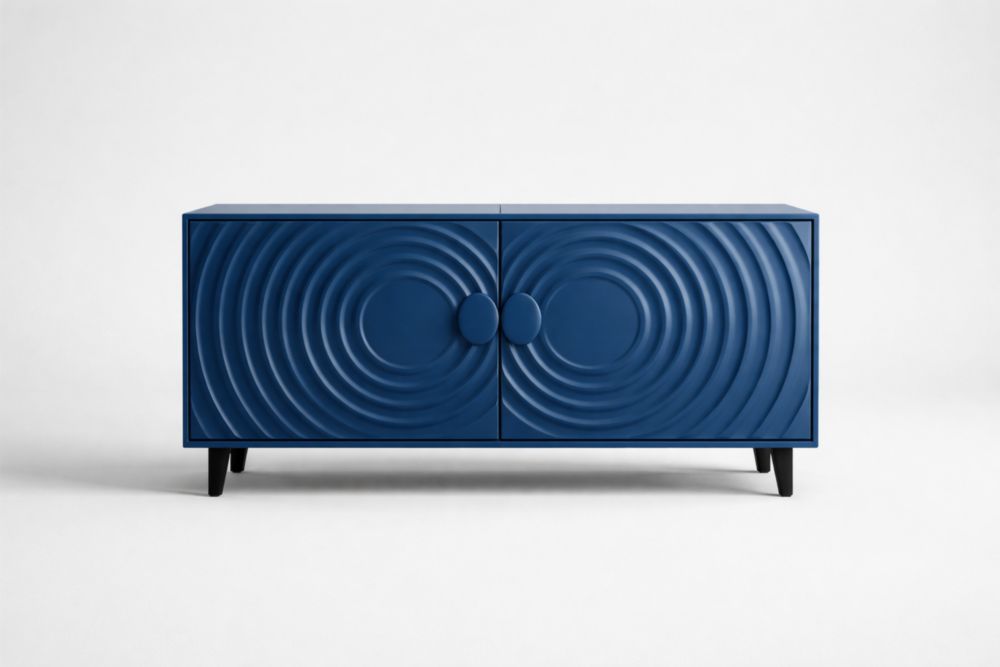 Credenza in MDF blu con motivo circolare-Decorivelo