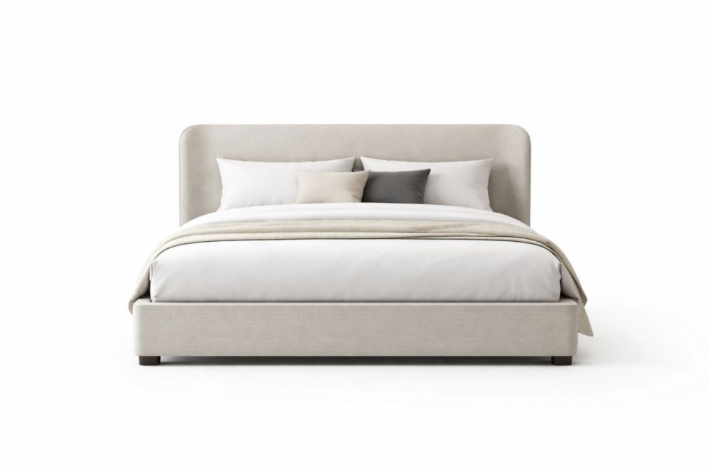 Letto matrimoniale in tessuto beige 200x160x100 cm-Decorivelo