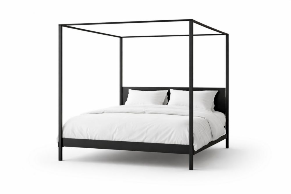 Letto a Baldacchino in Alluminio Nero 200x160x210 cm-Decorivelo