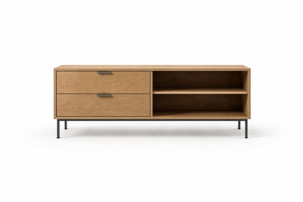 Credenza in Legno di Rovere con Cassetti e Ripiani-Decorivelo