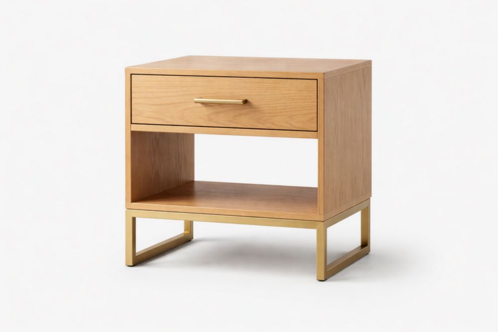 Comodino in MDF e Alluminio con Cassetto L45xP35xH55 cm-Decorivelo