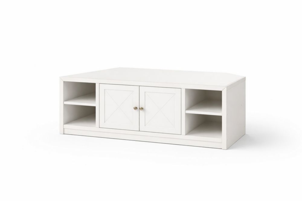 Mobile TV angolare in MDF con ante e ripiani 120x40x50 cm-Decorivelo