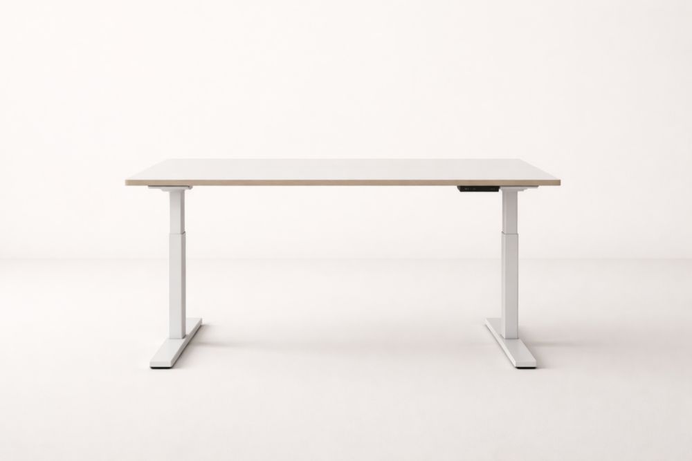 Scrivania Regolabile in Altezza Elettrica con Piano in Melaminico Bianco-Decorivelo