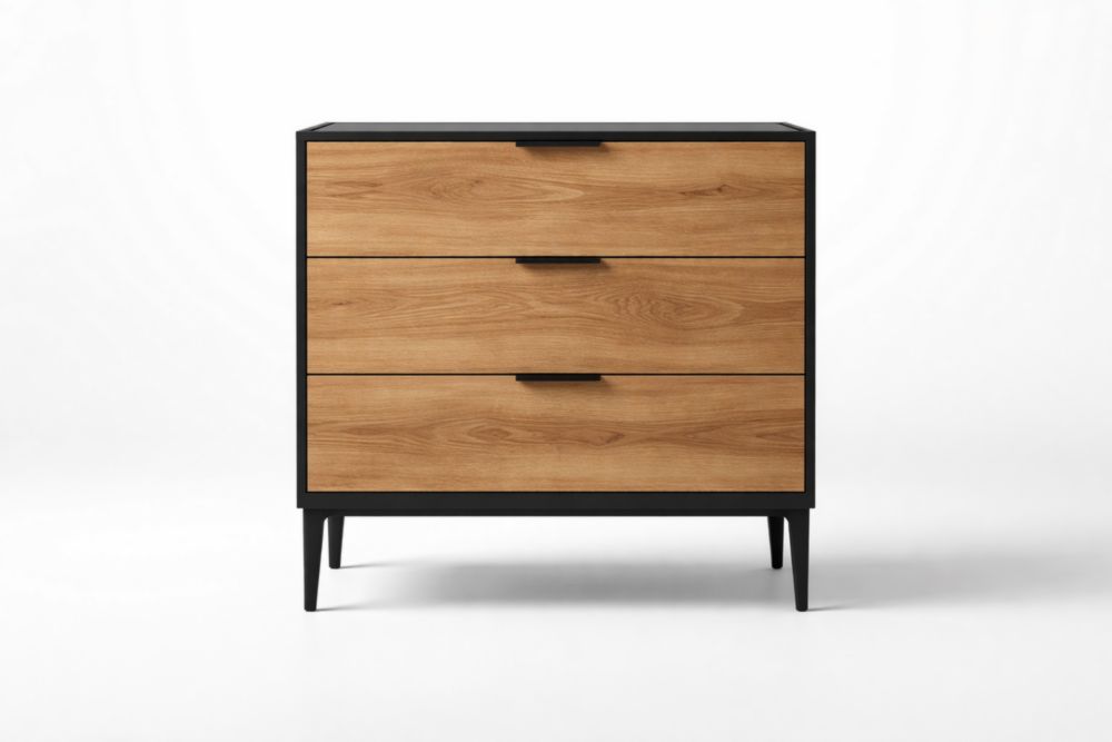 Cassettiera in MDF e Alluminio con Tre Cassetti 80x45x90 cm-Decorivelo