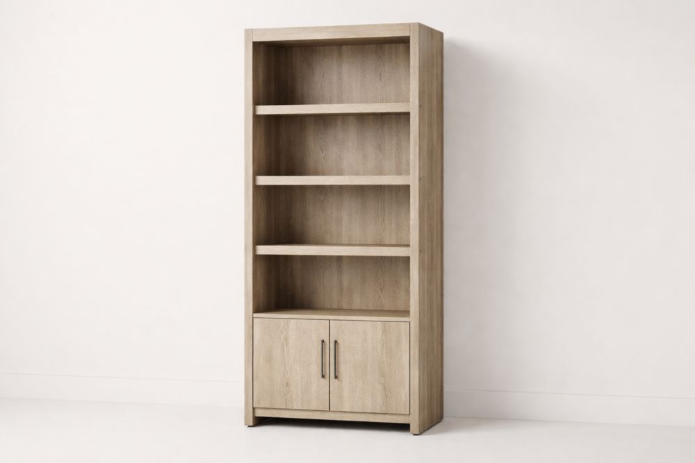 Libreria in legno composito con ante colore Rovere-Decorivelo