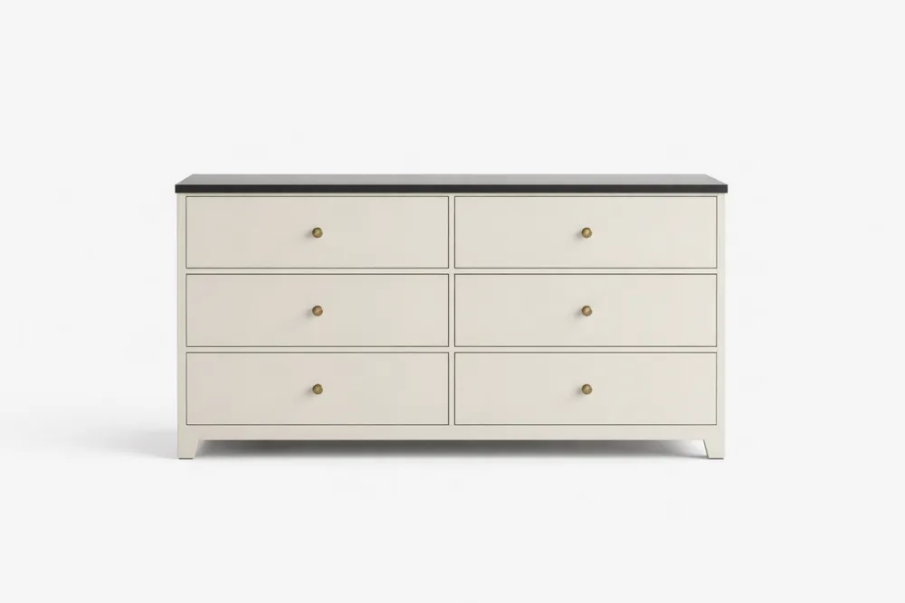 Commode 6 tiroirs en bois blanc et noir