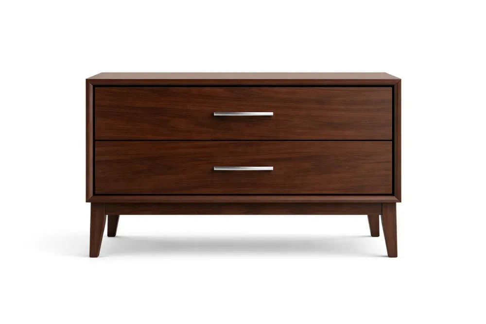 Commode 2 Tiroirs Bois Métal 90cm