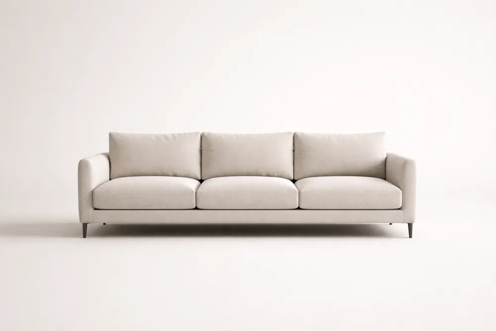 Canapé trois places en tissu beige