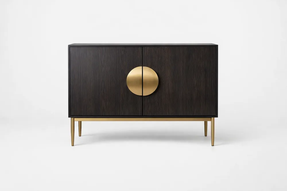 Buffet en Bois avec Pieds en Métal Doré