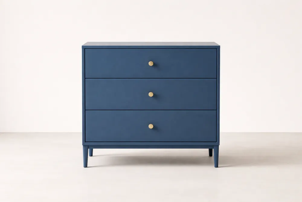 Commode 3 tiroirs en bois MDF bleu 80x40x90 cm