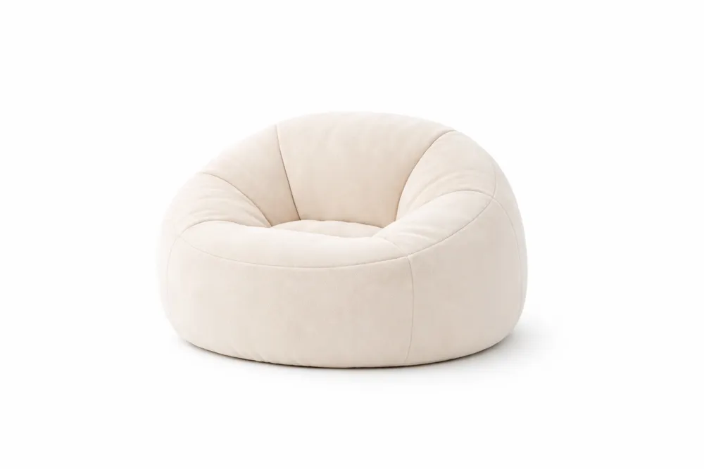 Fauteuil paresseux rond en tissu polyester beige
