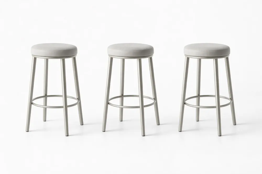 Tabourets de Bar en Métal et PVC Gris Ensemble de 3