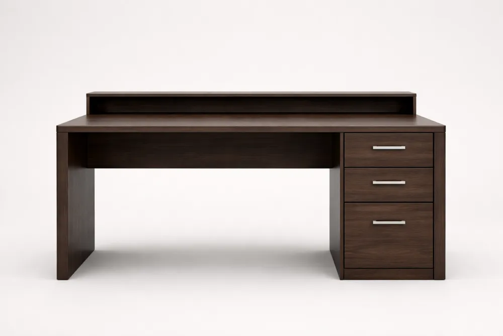 Bureau en Bois Foncé avec 3 Tiroirs