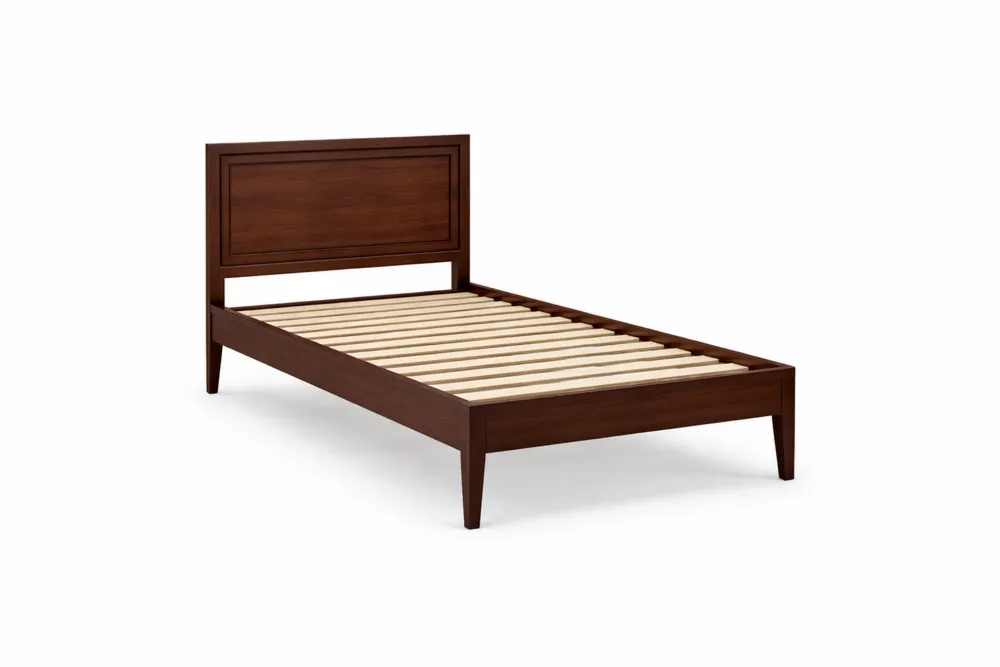 Cadre de lit simple en bois massif Noyer 200cm x 100cm