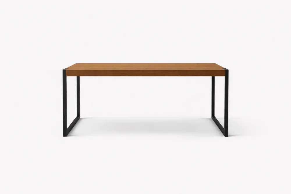 Table en bois avec pieds en métal noir 180x80x75 cm