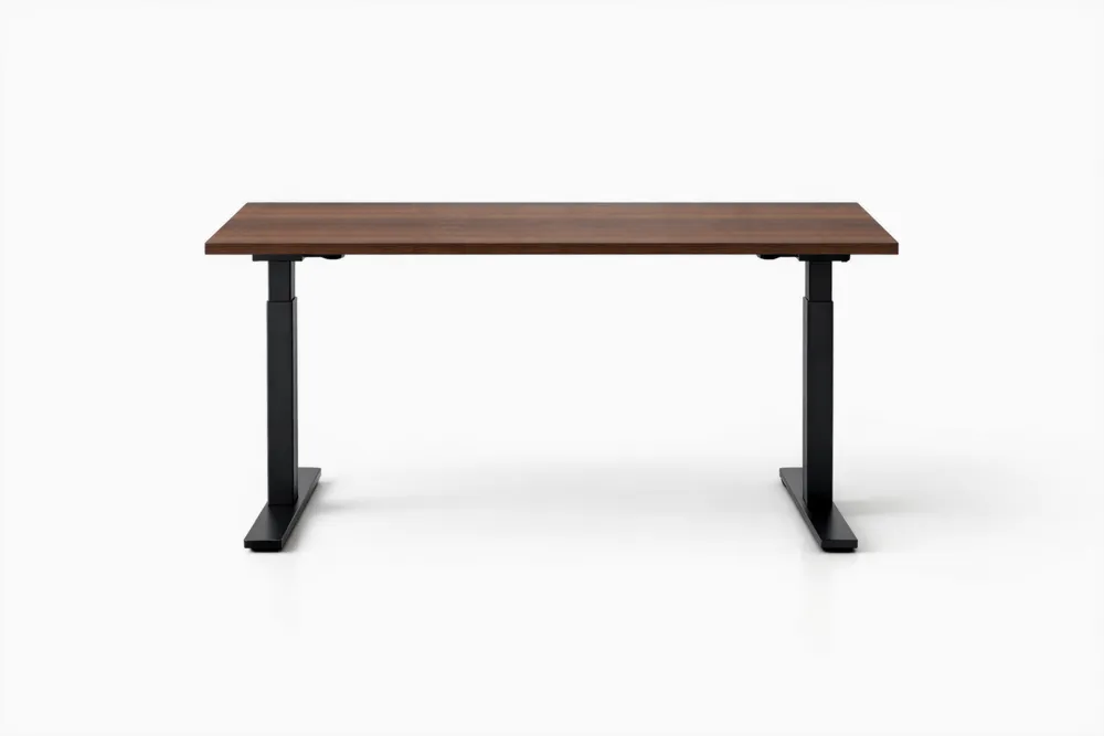 Bureau Réglable en Hauteur Électrique Acajou Métal 140x70x60-125cm