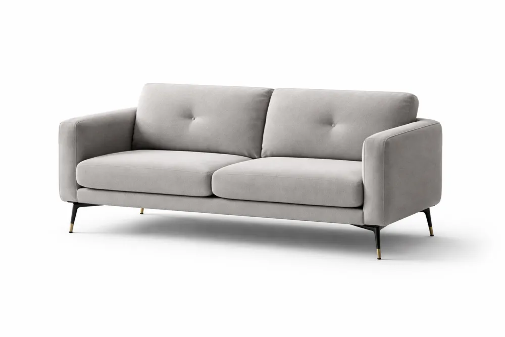 Canapé 2 places en tissu polyester et métal Gris